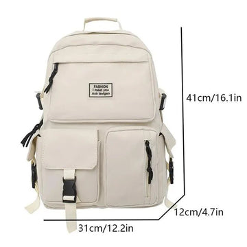 Xajzpa A Load Of Multi-pocket Men and Women Universal Nylon Large-capacity Leisure Simple Schoolbag Insert Buckle Computer Backpack